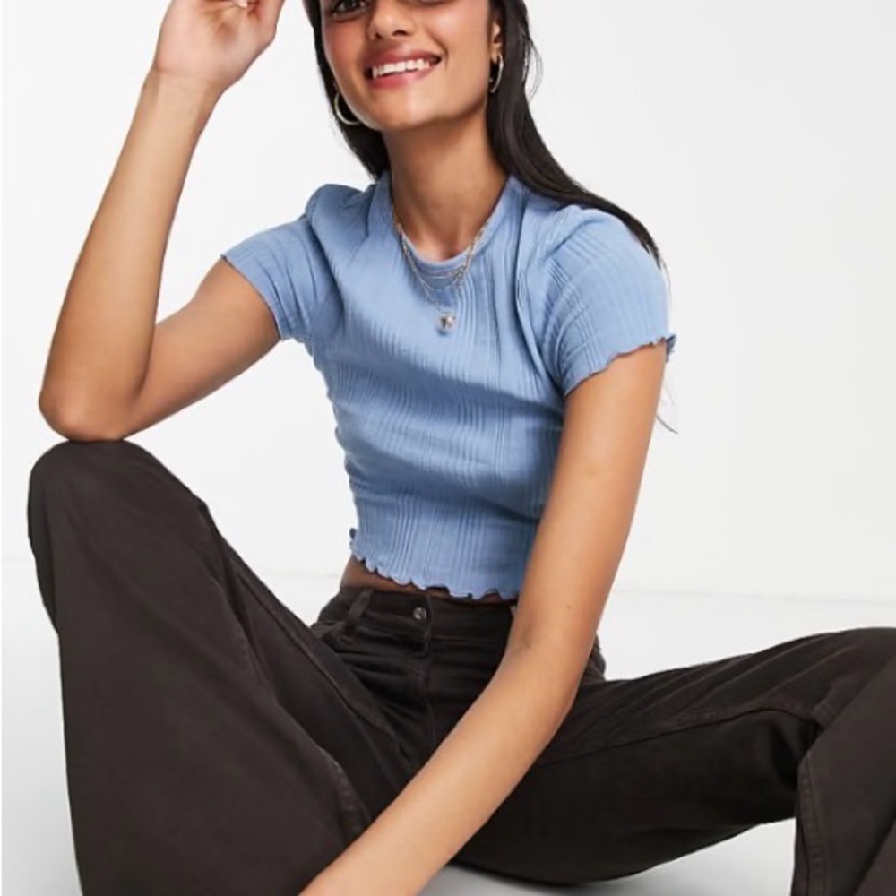 ASOS Sky Blue Ribbed Tee
